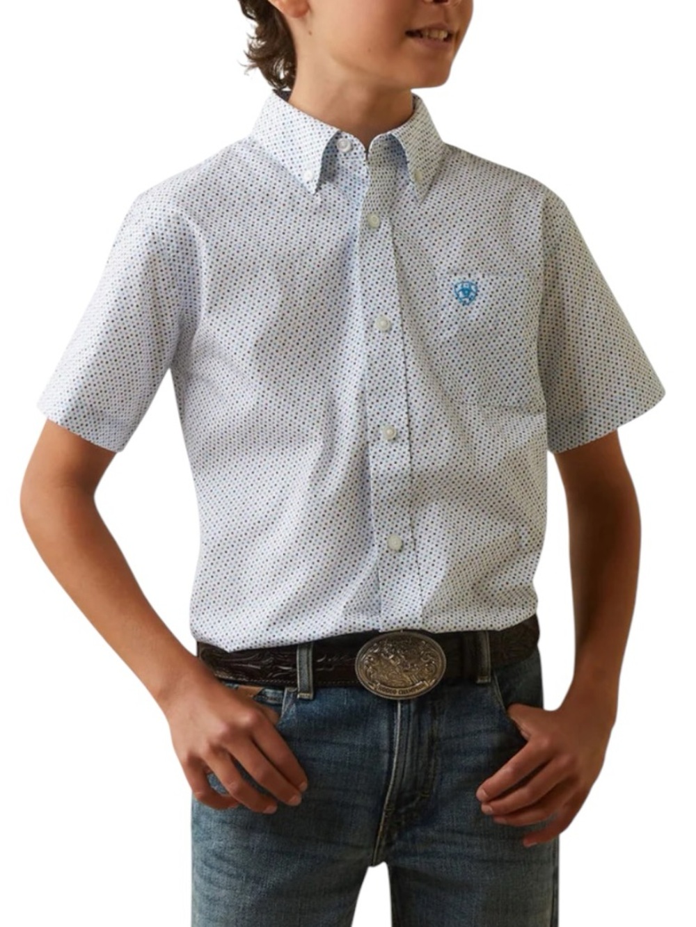ARIAT Boys Luca Short Sleeve Shirt - Boys Size M/10-12